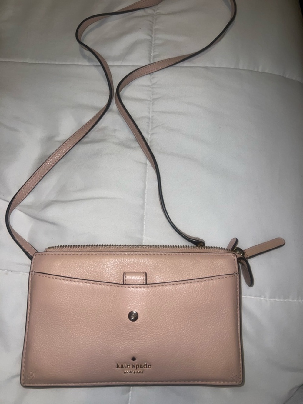 kate spade Blush Pink Pebble Leather Crossbody Wallet